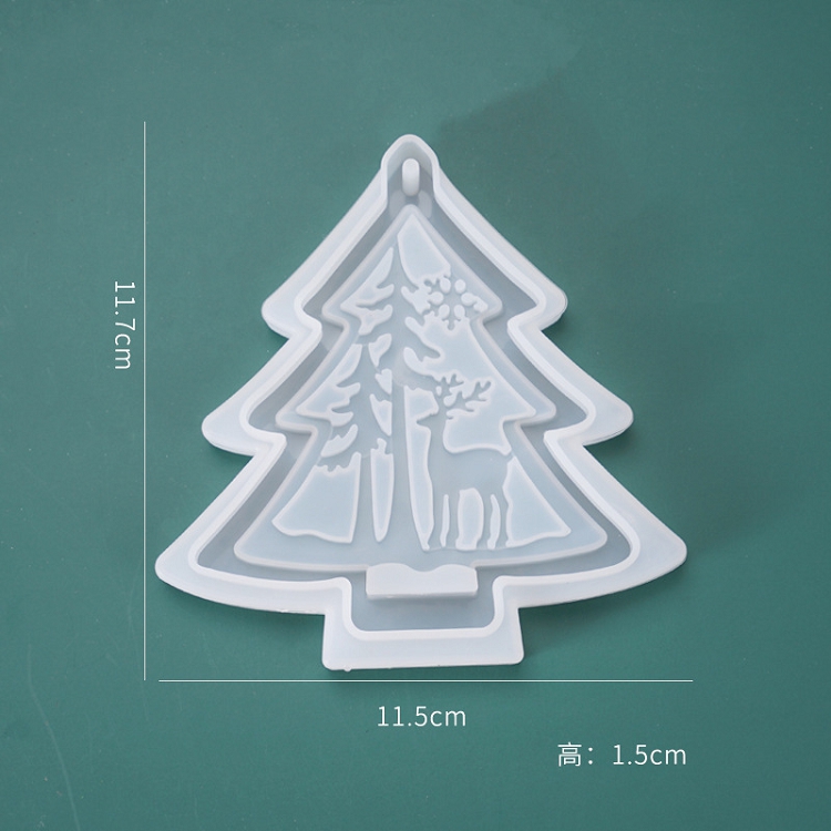 DIY Crystal Epoxy Mold Christmas Tree Elk Christmas Theme Listing Decoration Silicone Mold